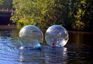 kids enjoy water zorbing